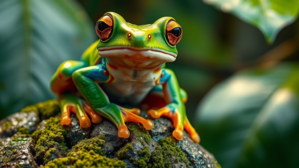 Close-up of a colorful endangered frog at the National Amphibian Conservation Center Detroit
