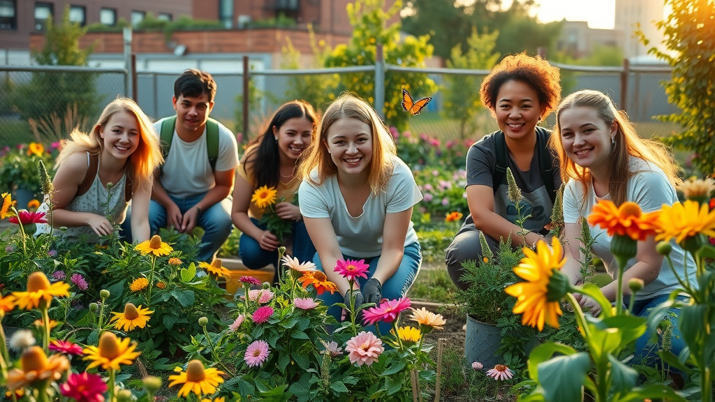 community garden detroit volunteers and native flowers - connections between people nature urban spaces