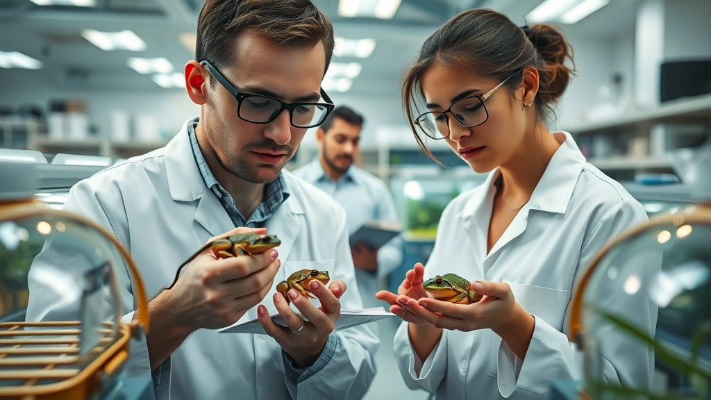 detroit zoo conservationists observing amphibians, amphibian conservation center, detroit zoological society