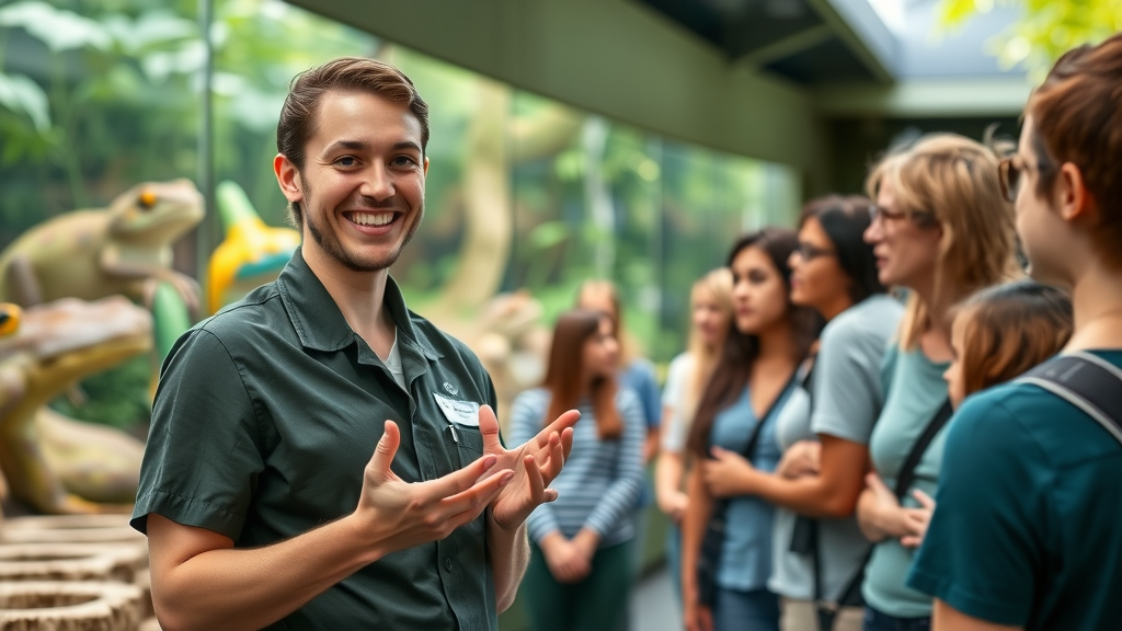 Detroit Zoo staff leading behind-the-scenes amphibian conservation center tour