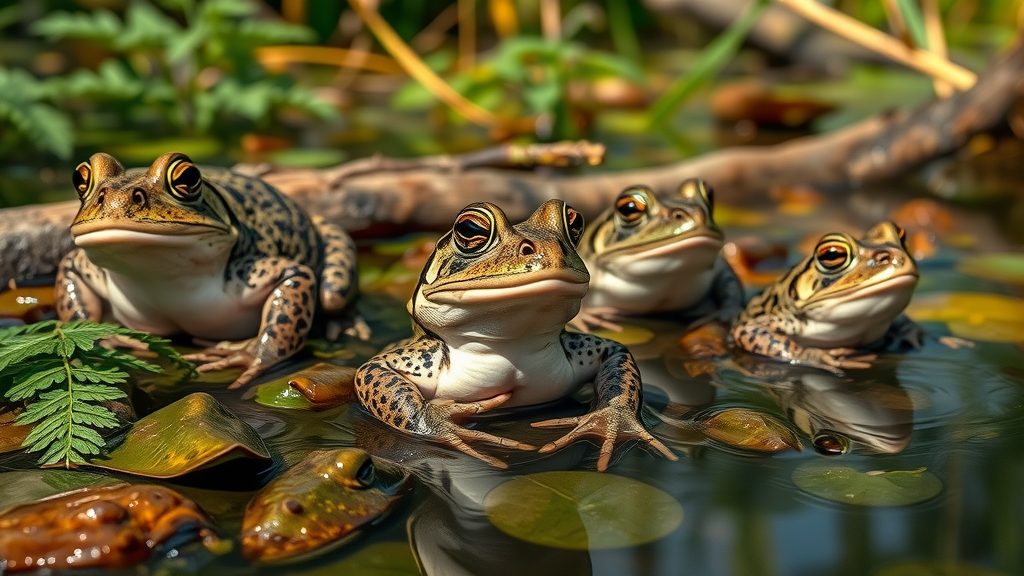 Close-up of endangered amphibians Detroit—Michigan marsh salamanders and frogs
