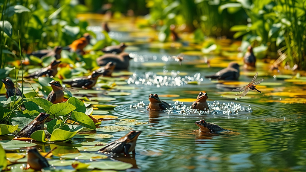 detroit wetland ecosystem with amphibians, frogs and salamanders, great lakes biodiversity