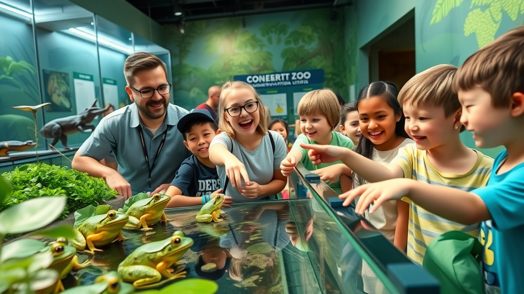 Students and staff at Detroit Zoo participating in amphibian research and education Detroit