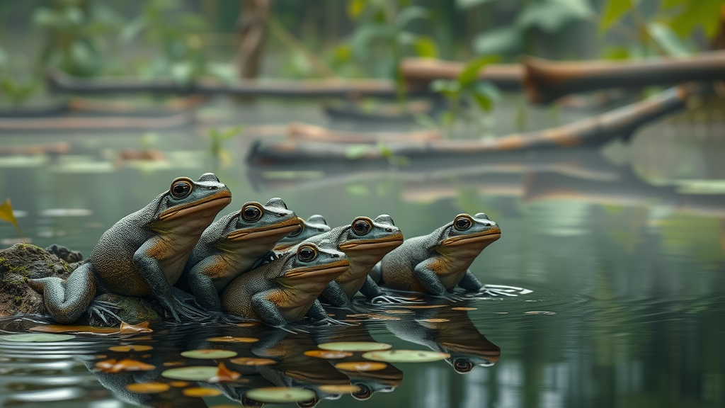 Endangered amphibians near water